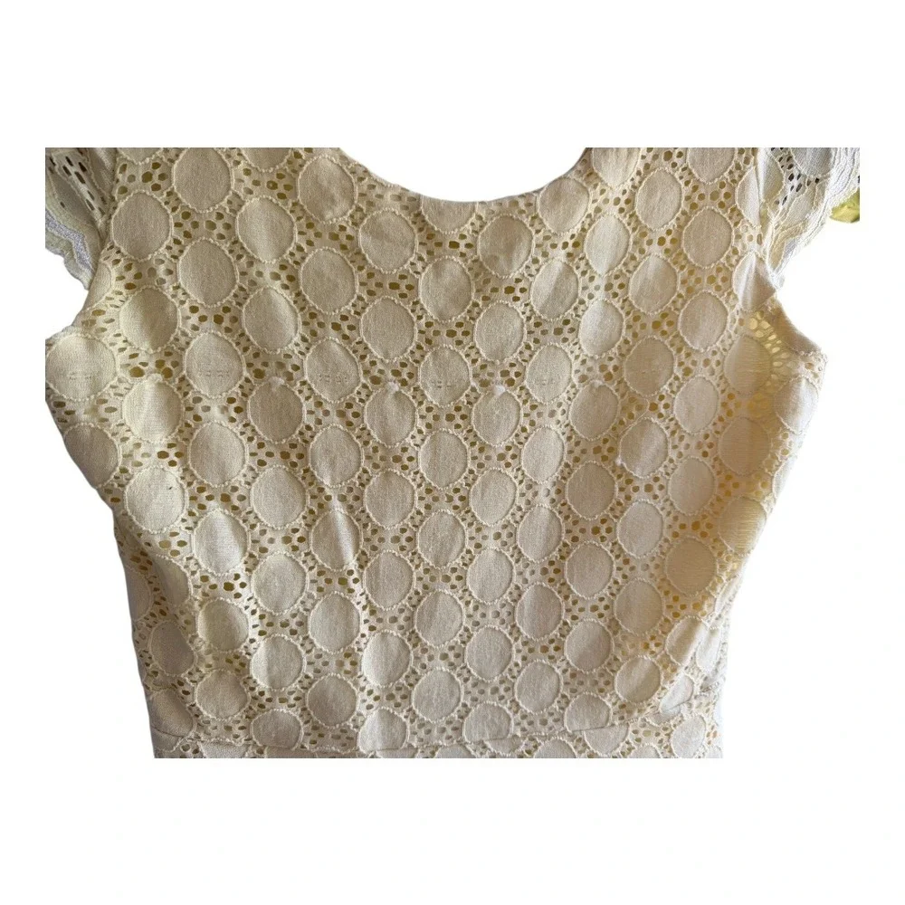 Cottagecore RN Studio by Ronni Nicole Dress 10 Yellow Eyelet Lace Mini